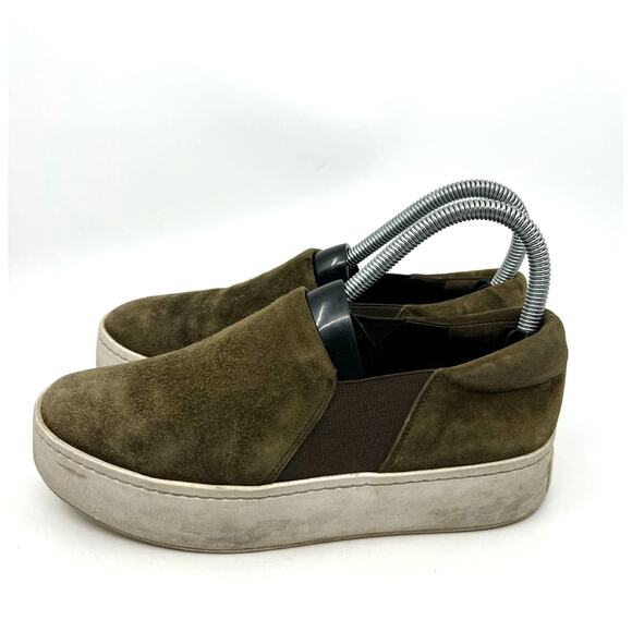 VINCE Warren Green Suede Platform Slip On Sneakers Women's 6.5 US - Picture 2 of 9